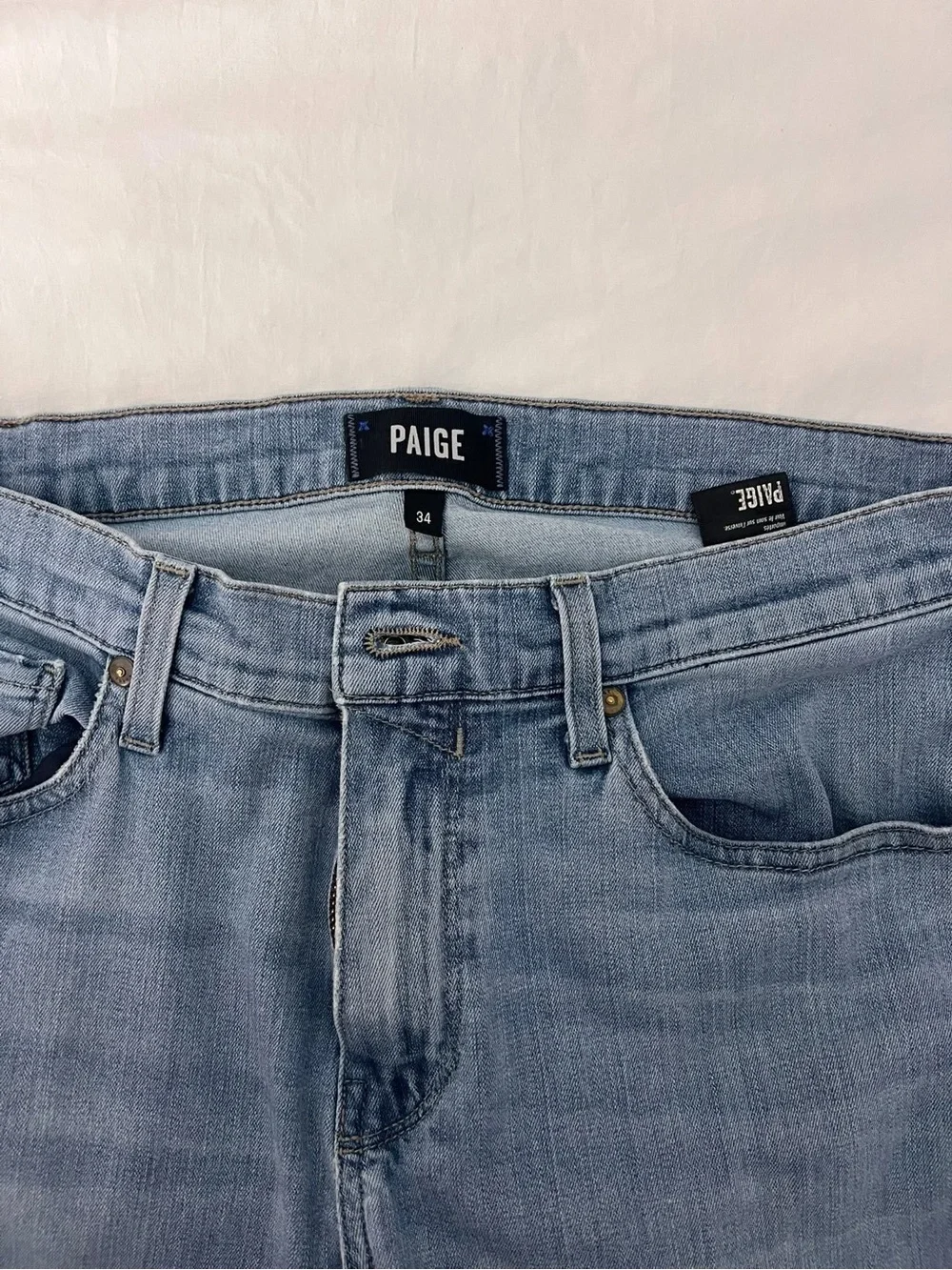 PAIGE Men's Light Wash Slim Straight Jeans - Pale Blue